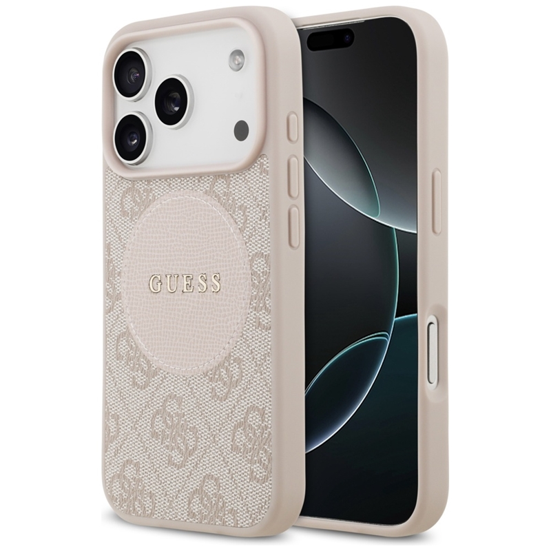 Guess 4G Circle Classic Logo MagSafe - Etui iPhone 17 Pro (różowy)