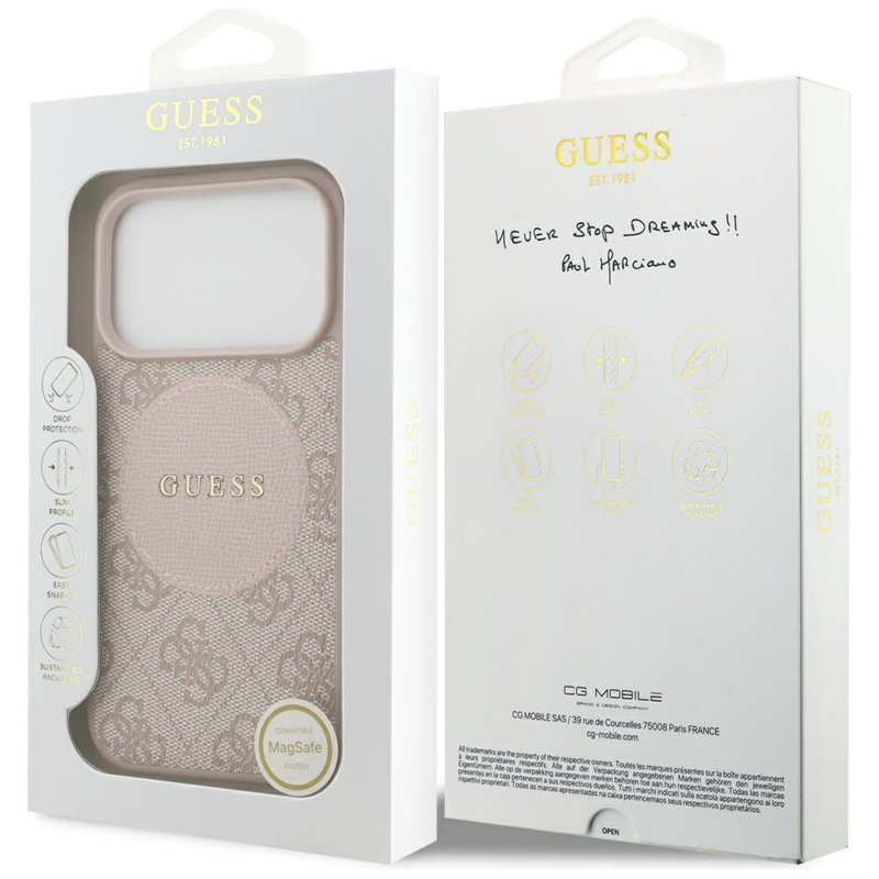 Guess 4G Circle Classic Logo MagSafe - Etui iPhone 17 Pro (różowy)