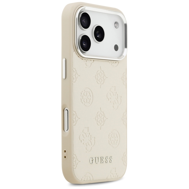 Guess Peony Hot Stamp Script MagSafe - Etui iPhone 17 Pro (beżowy)