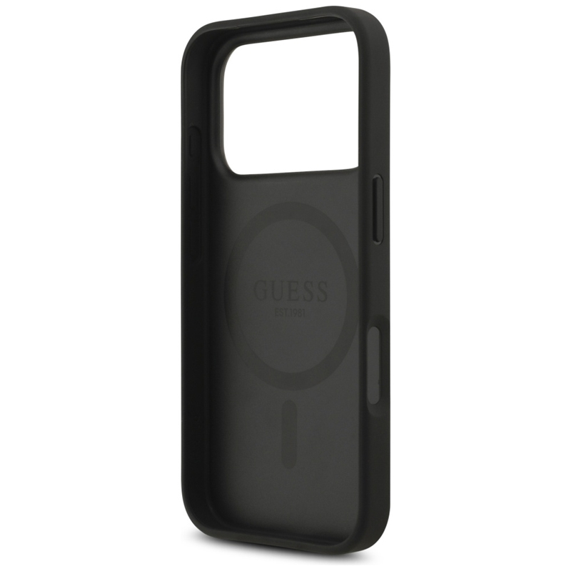 Guess 4G Circle Classic Logo MagSafe - Etui iPhone 17 Pro (czarny)