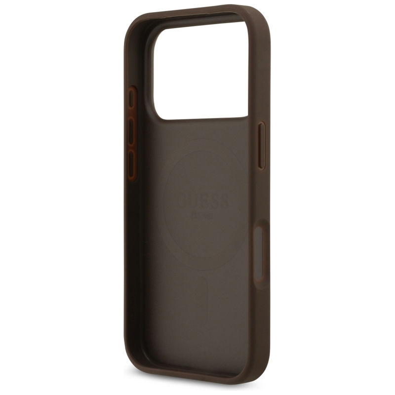 Guess 4G Circle Classic Logo MagSafe - Etui iPhone 17 Pro (brązowy)