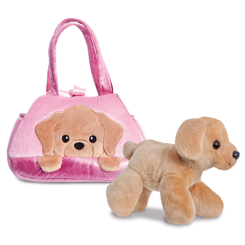 Fancy Pal – Pluszowa maskotka Piesek Labrador PeekaBoo w różowej torbie 20 cm Eco-Friendly