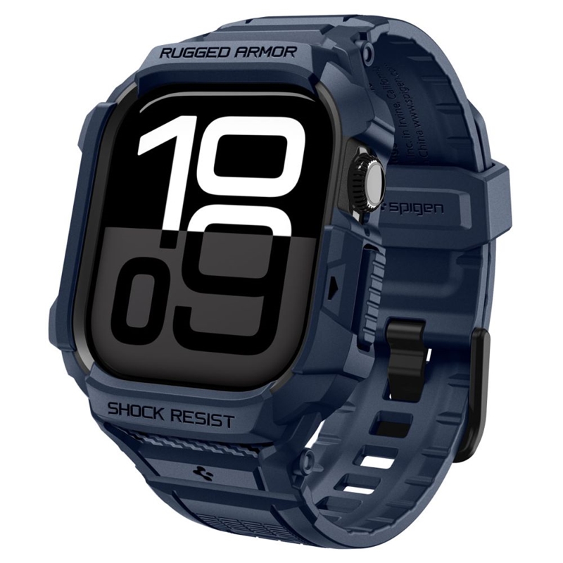 Spigen Rugged Armor Pro V2 – Pasek z obudową do Apple Watch 10 / 11 42 mm (Navy Blue)