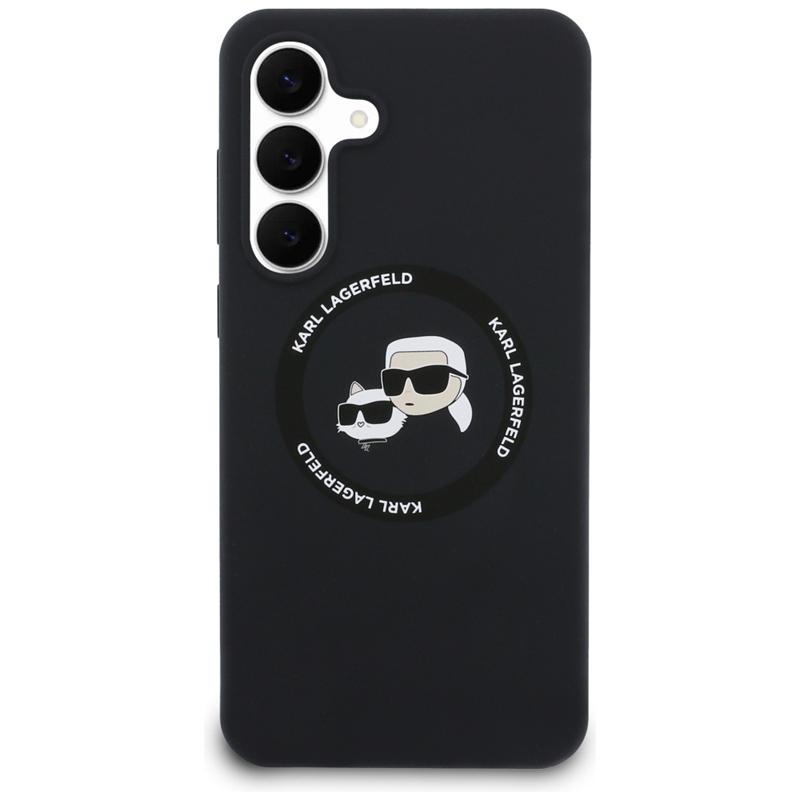Karl Lagerfeld Silicone Karl & Choupette Heads MagSafe - Etui Samsung Galaxy S25 FE (czarny)