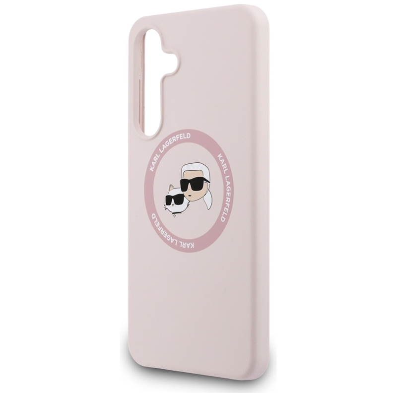 Karl Lagerfeld Silicone Karl & Choupette Heads MagSafe - Etui Samsung Galaxy S25 FE (różowy)