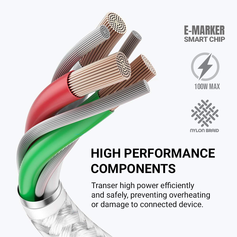 Crong Armor Link - Kabel 100W PD 5A USB-C do USB-C 200cm (biały)