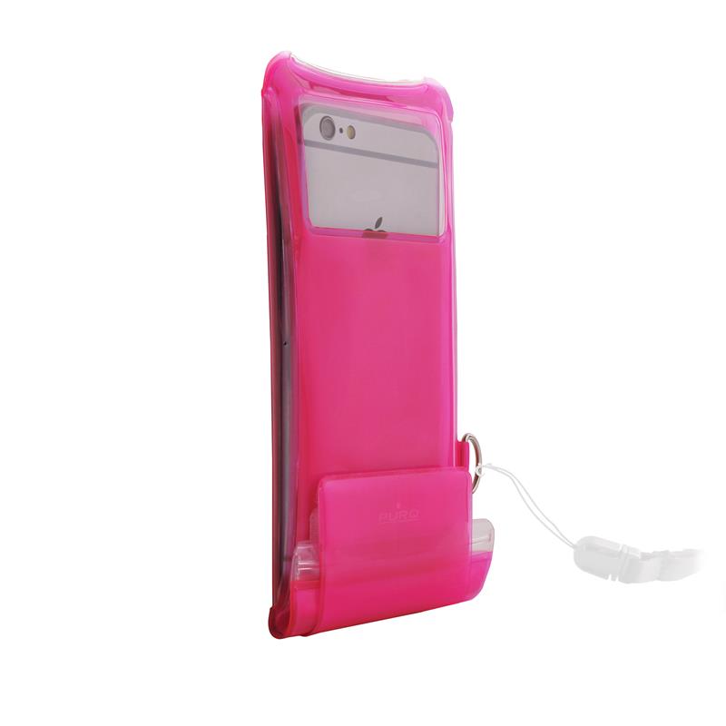 PURO Nieprzemakalne etui smartphone/phablet max. 5.1" + kieszeń na kartę (różowy)