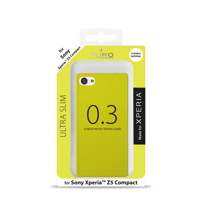 PURO Ultra Slim "0.3" Cover MFX - Zestaw etui + folia na ekran Sony Xperia Z5 Compact (limonkowy)