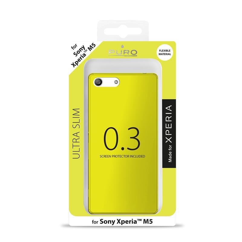 PURO Ultra Slim "0.3" Cover MFX - Zestaw etui + folia na ekran Xperia M5 (limonkowy)