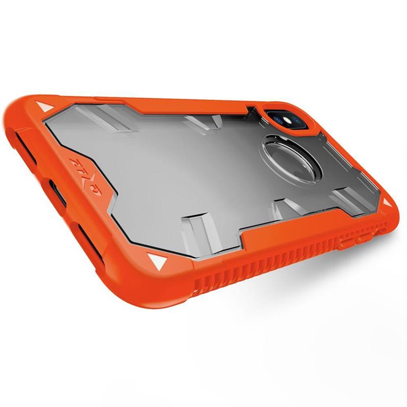 Zizo Proton Case - Pancerne etui iPhone X ze szkłem 9H na ekran (Orange/Trans Clear)
