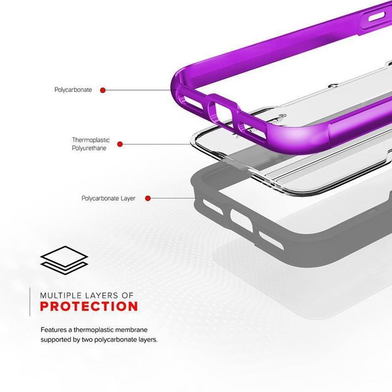 Zizo Shock Case - Pancerne etui iPhone Xs / X z hartowanym szkłem na ekran (Purple/Gray)
