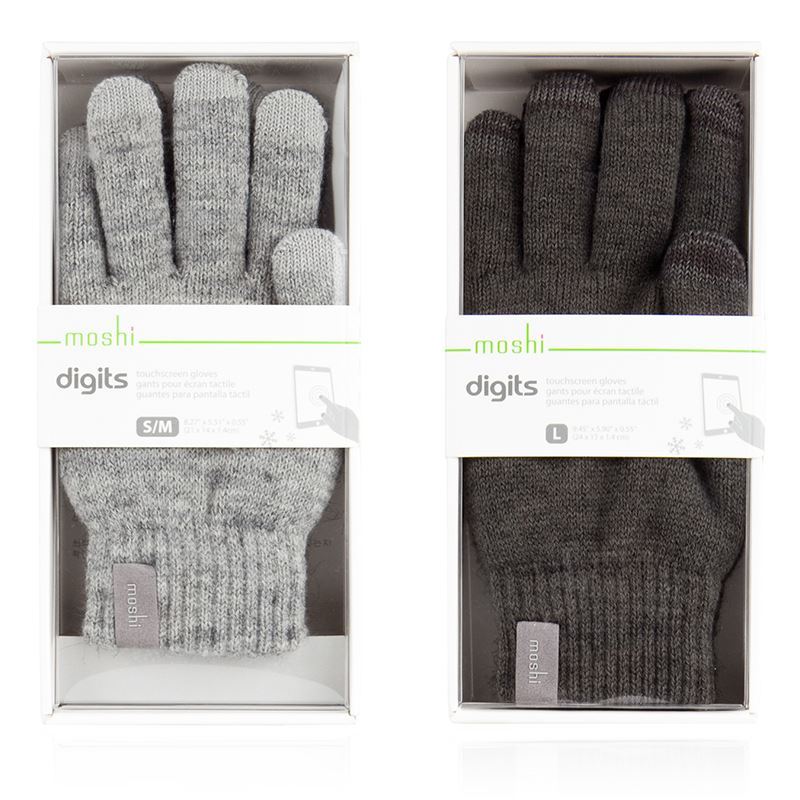 Moshi Digits Touchscreen Gloves - Rękawiczki dotykowe do smartfona (L) (Dark Gray)