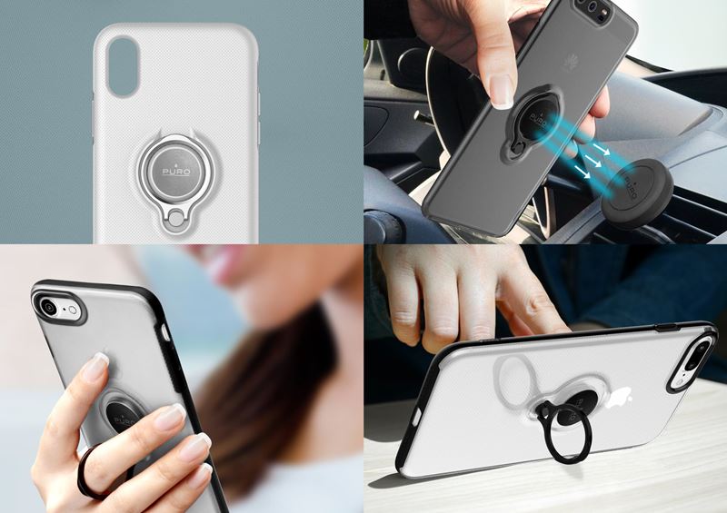 PURO Magnet Ring Cover - Etui iPhone 8 Plus / 7 Plus z magnetycznym uchwytem na palec (przezroczysty)
