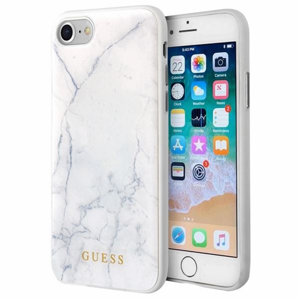 Guess Marble Tempered Glass Hardcase - Etui iPhone 8 / 7 (biały)