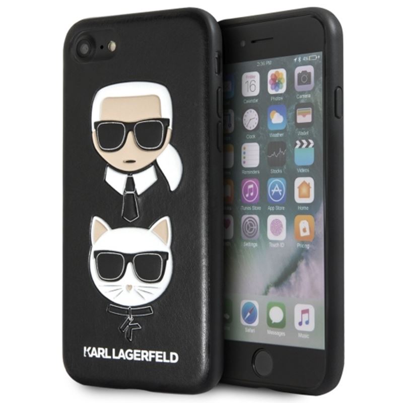 Karl Lagerfeld Embossed Case Karl & Choupette - Etui iPhone SE 2020 / 8 / 7 (czarny)
