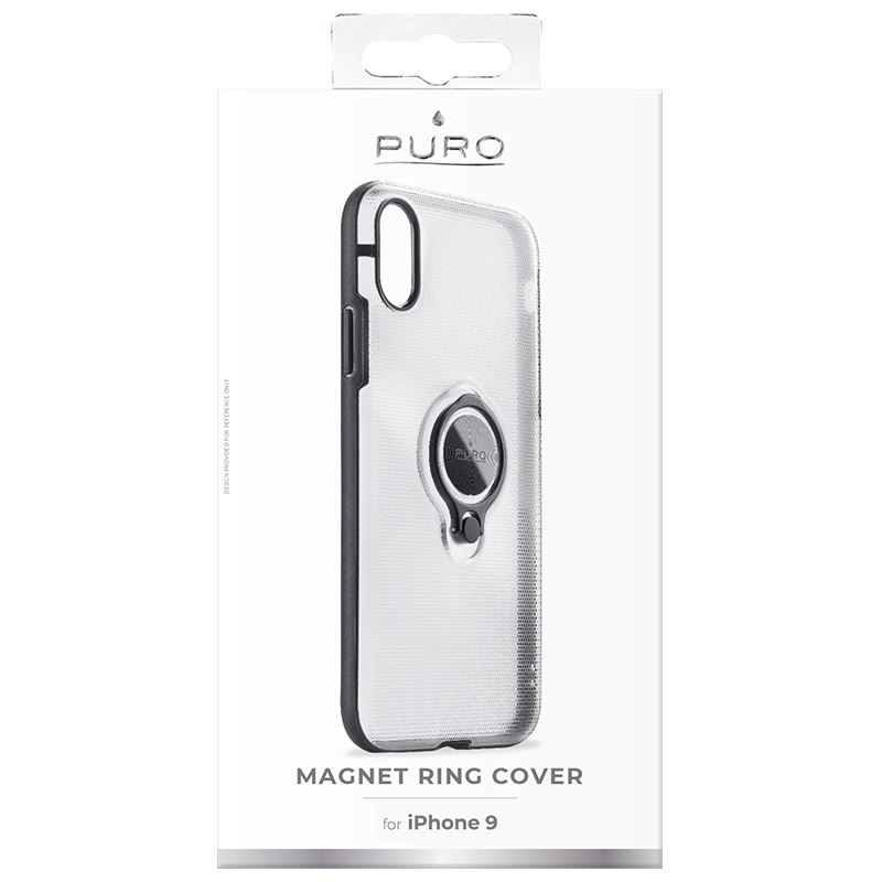 PURO Magnet Ring Cover - Etui iPhone XR z magnetycznym uchwytem na palec (przezroczysty)