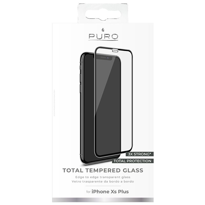 PURO Premium Full Edge Tempered Glass - Szkło ochronne hartowane na ekran iPhone 11 Pro Max / iPhone Xs Max (czarna ramka)