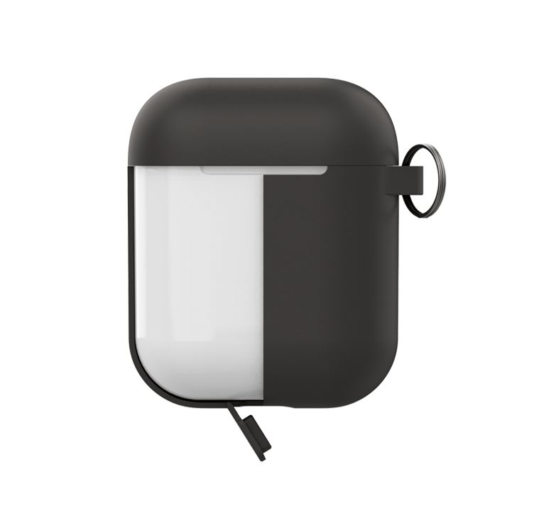 PURO ICON Case with hook- Etui Apple AirPods 1 & 2 generacji z dodatkową osłonką i karabińczykiem (Dark Grey + Rose Cap)