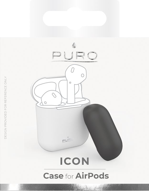PURO ICON Case - Etui Apple AirPods 1 & 2 generacji z dodatkową osłonką (White + Dark Grey Cap)