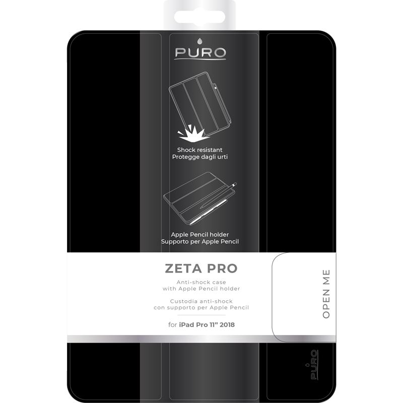 PURO Booklet Zeta Pro - Etui iPad Pro 11" (2018) w/Magnet & Stand up z ładowaniem Apple Pencil (czarny)