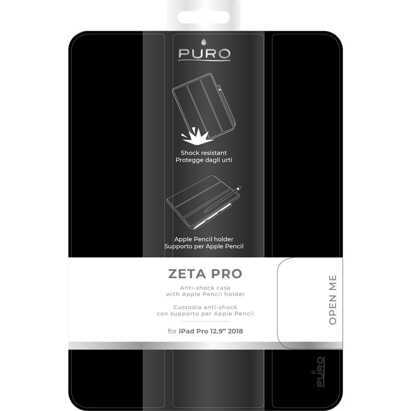 PURO Booklet Zeta Pro - Etui iPad Pro 12.9" (2018) w/Magnet & Stand up z ładowaniem Apple Pencil (czarny)