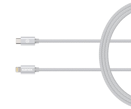 Kanex DuraBraid - Kabel połączeniowy USB-C (Power Delivery) na Lightning certyfikat MFi 1,2 m (Silver)