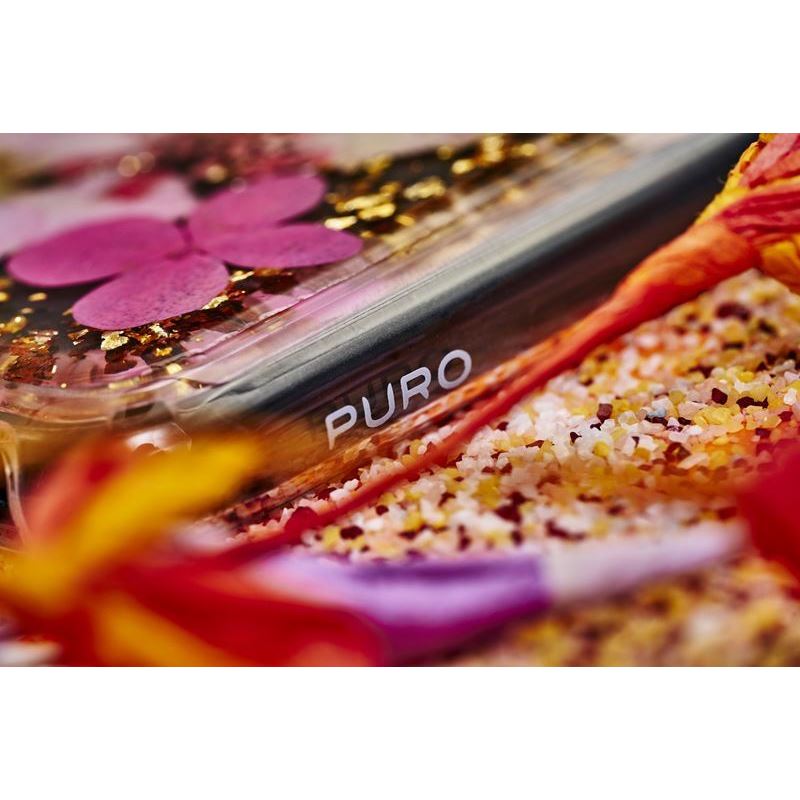 PURO Glam Hippie Chic Cover - Etui iPhone XR (prawdziwe płatki kwiatów zielone)