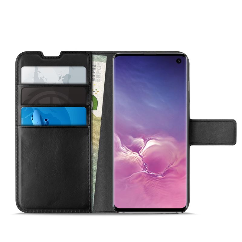 PURO Booklet Wallet Case - Etui Samsung Galaxy S10 z kieszeniami na karty + stand up (czarny)