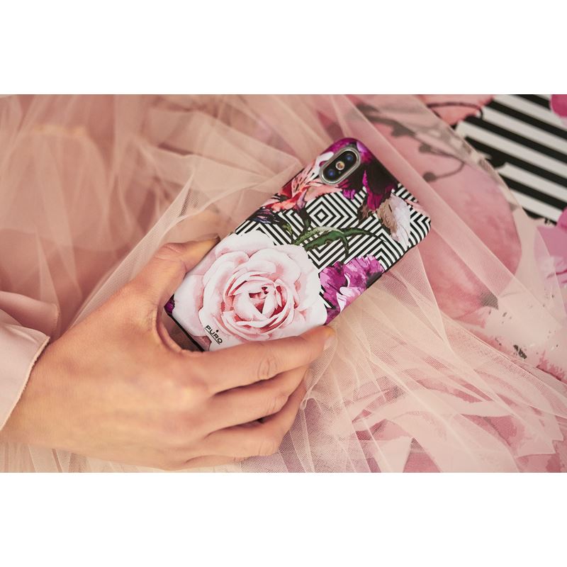 PURO Glam Geo Flowers - Etui iPhone Xs / X (Pink Peonies)