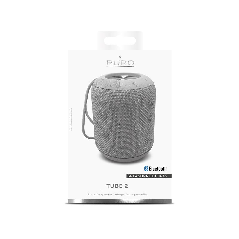 PURO External Tube 2 Speaker - Bezprzewodowy głośnik Bluetooth, wodoodporność IPX5 (szary)