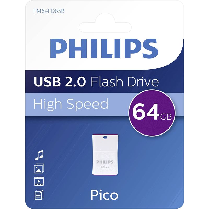 Philips Pendrive USB 2.0 64 GB - Pico Edition (fioletowy)