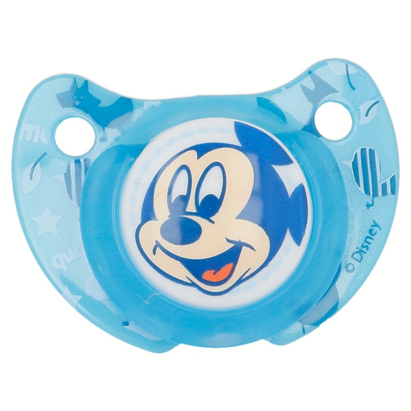 Mickey Mouse - Smoczek silikonowy o anatomicznym kształcie 6 m+ (świecący w ciemności) (niebieski)