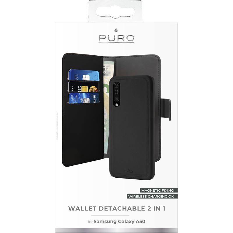 PURO Wallet Detachable - Etui 2w1 Samsung Galaxy A50 (2019) / A50s / A30s (czarny)