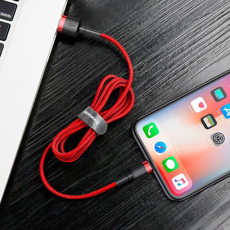 Baseus Cafule Cable - Kabel połączeniowy USB do Lightning, 2.4 A, 1 m (czerwony)