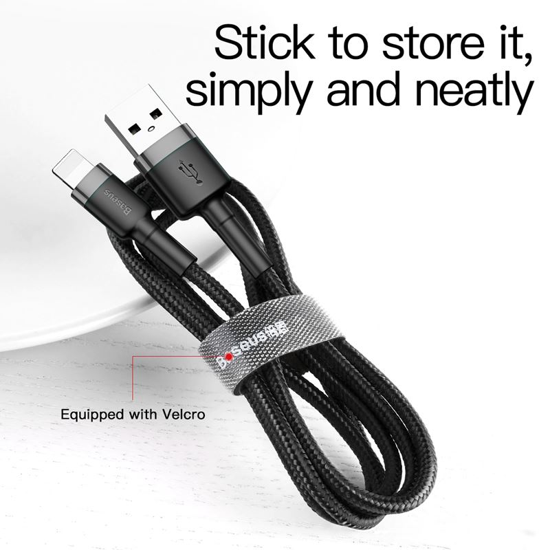 Baseus Cafule Cable - Kabel połączeniowy USB do Lightning, 1.5 A, 2 m (szary/czarny)
