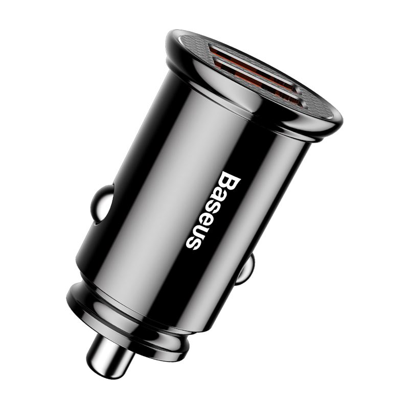 Baseus Circular - Ładowarka samochodowa 2 x USB QC 3.0, 30 W (czarny)