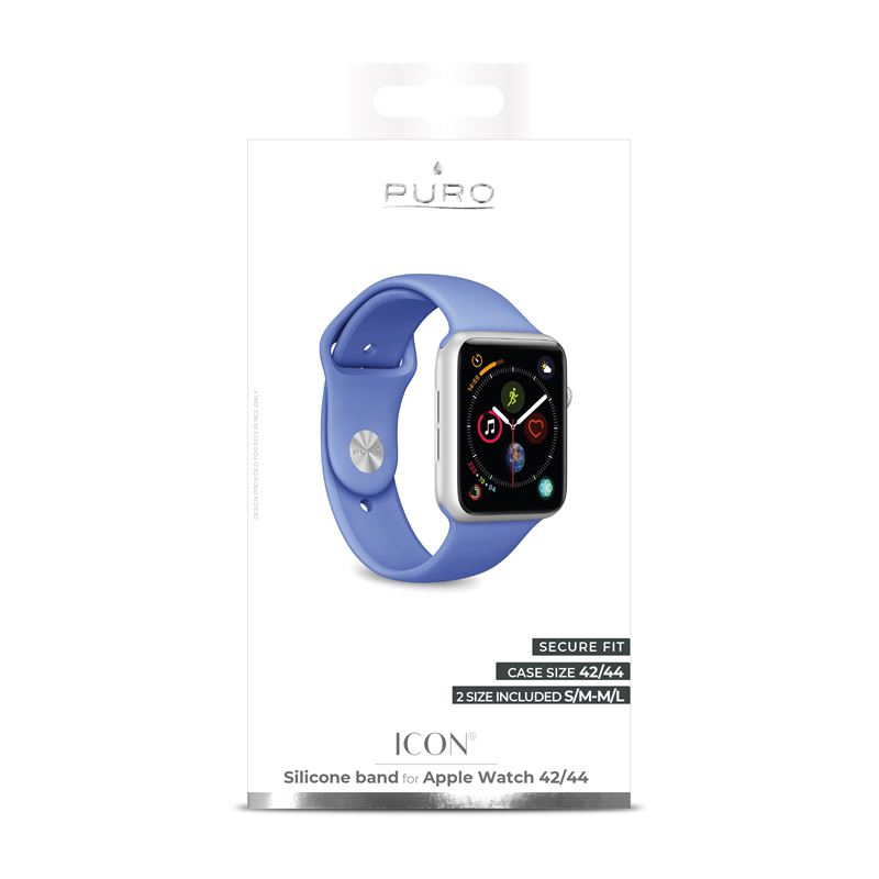 PURO ICON - Elastyczny pasek sportowy do Apple Watch 42/44/45 mm (S/M & M/L) (niebieski)