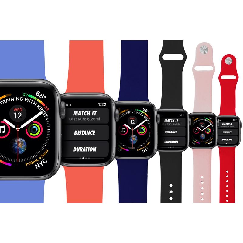 PURO ICON - Elastyczny pasek sportowy do Apple Watch 42/44/45 mm (S/M & M/L) (granatowy)