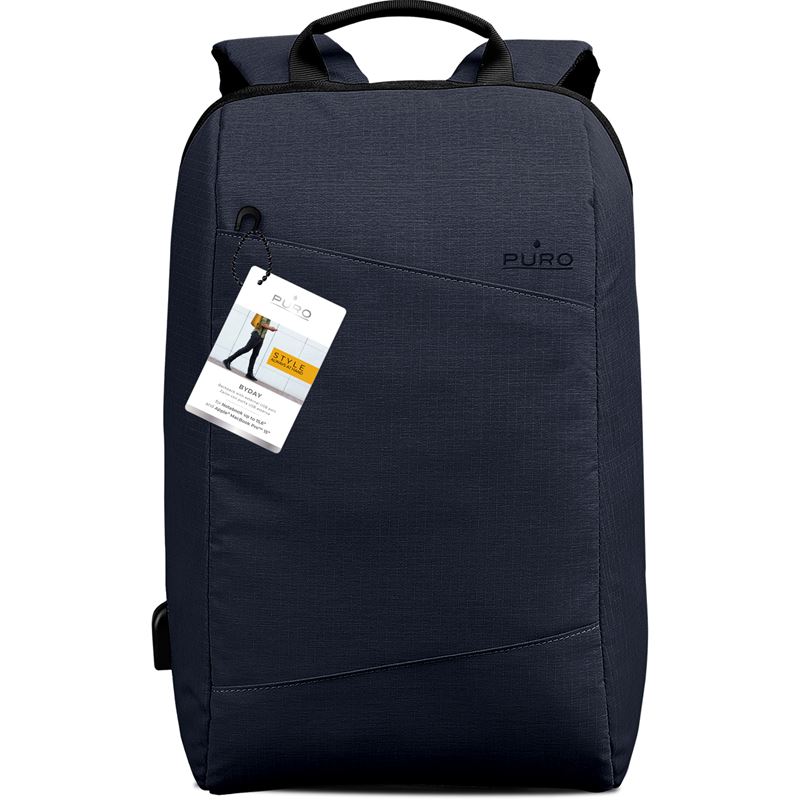 PURO Byday - Plecak z zewnętrzym portem USB MacBook Pro 15" / Notebook 15.6" (granatowy)