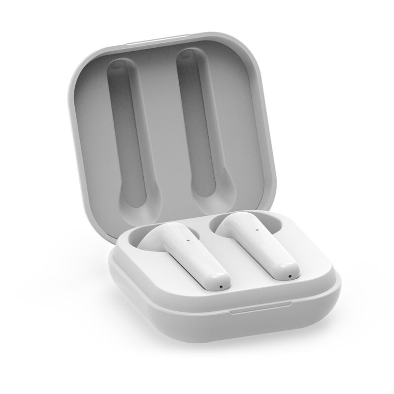PURO SLIM POD TWS 5.0 – Bezprzewodowe słuchawki Bluetooth V5.0 z etui ładującym, wodoszczelność IPX5 (Biały)