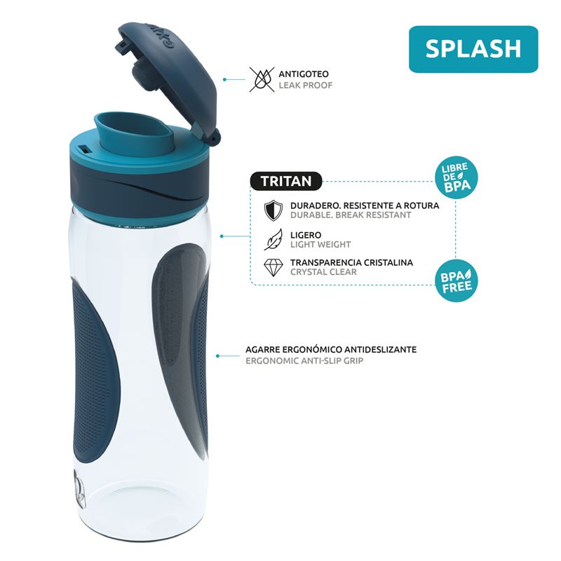 Quokka Splash - Butelka bidon na wodę z systemem szybkiego otwierania 730 ml (Azurite)