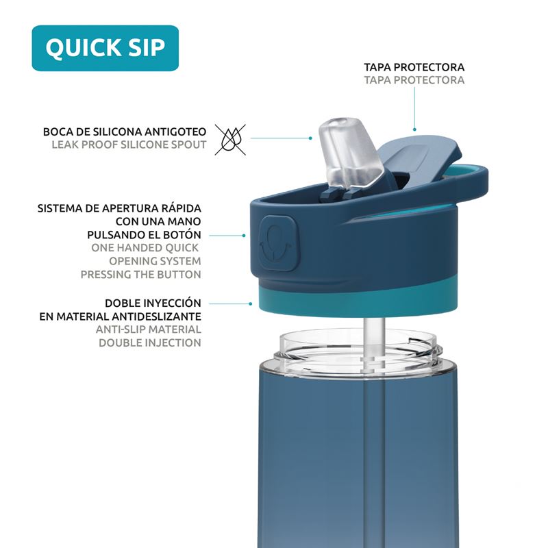 Quokka Quick Sip - Butelka bidon na wodę z systemem szybkiego otwierania 830 ml (Tropicool)