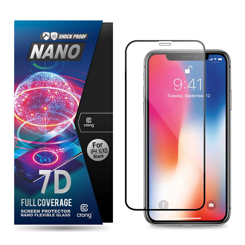 Crong 7D Nano Flexible Glass - Szkło hybrydowe 9H na cały ekran iPhone 11 Pro / iPhone Xs / X
