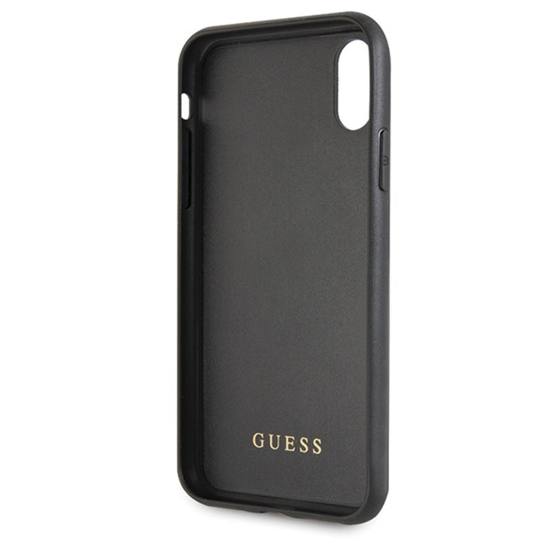 Guess Double Layer Glitter Case Peony G - Etui iPhone Xs / X (Black)