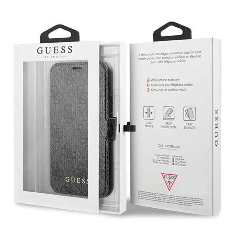 Guess Booktype 4G Charms Collection - Etui iPhone 11 z kieszeniami na karty (czarny)