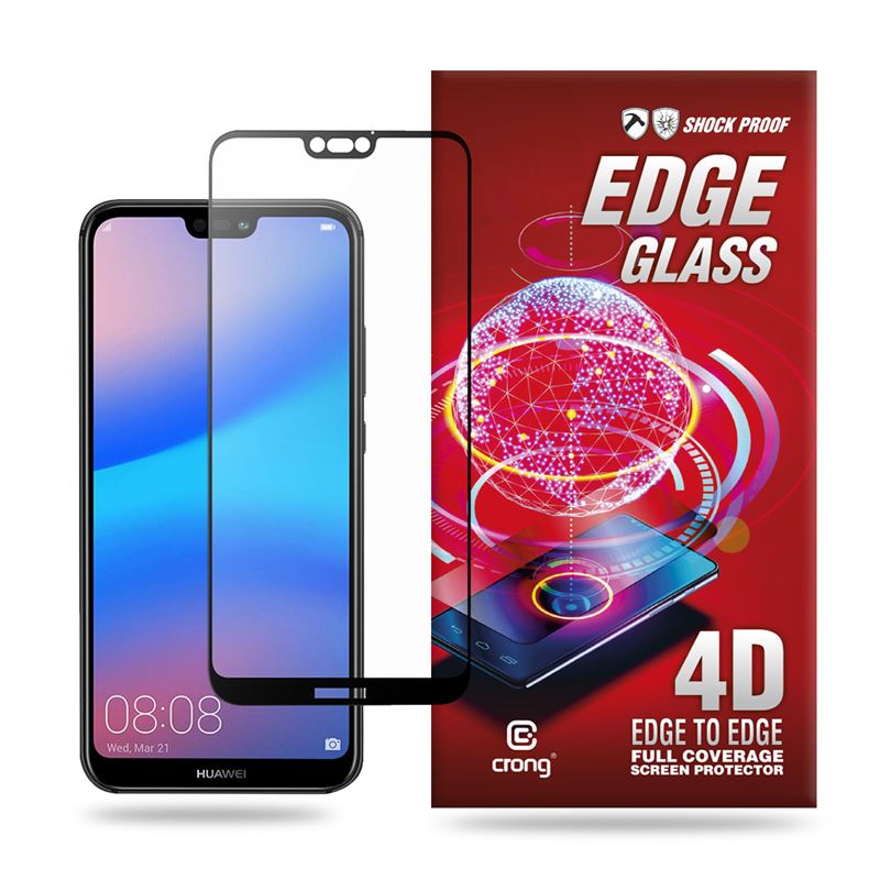 Crong Edge Glass 4D Full Glue - Szkło hartowane na cały ekran Huawei P20 Lite