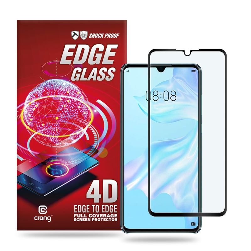 Crong Edge Glass 4D Full Glue - Szkło hartowane na cały ekran Huawei P30