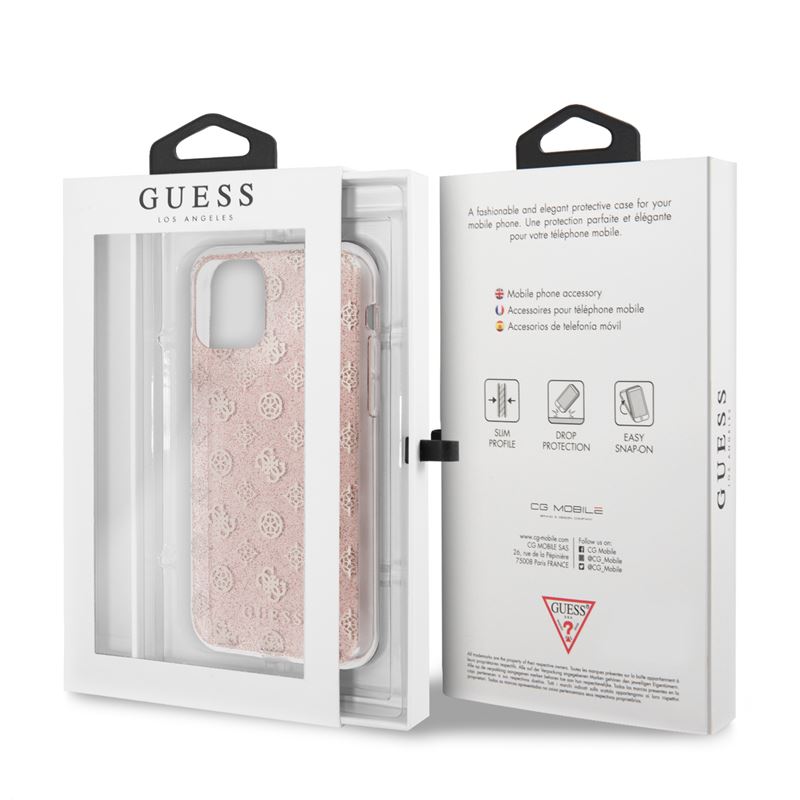 Guess 4G Peony Solid Glitter - Etui iPhone 11 Pro (różowy)