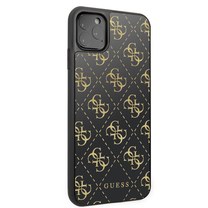 Guess Double Layer Glitter Case Peony G - Etui iPhone 11 Pro Max (Black)
