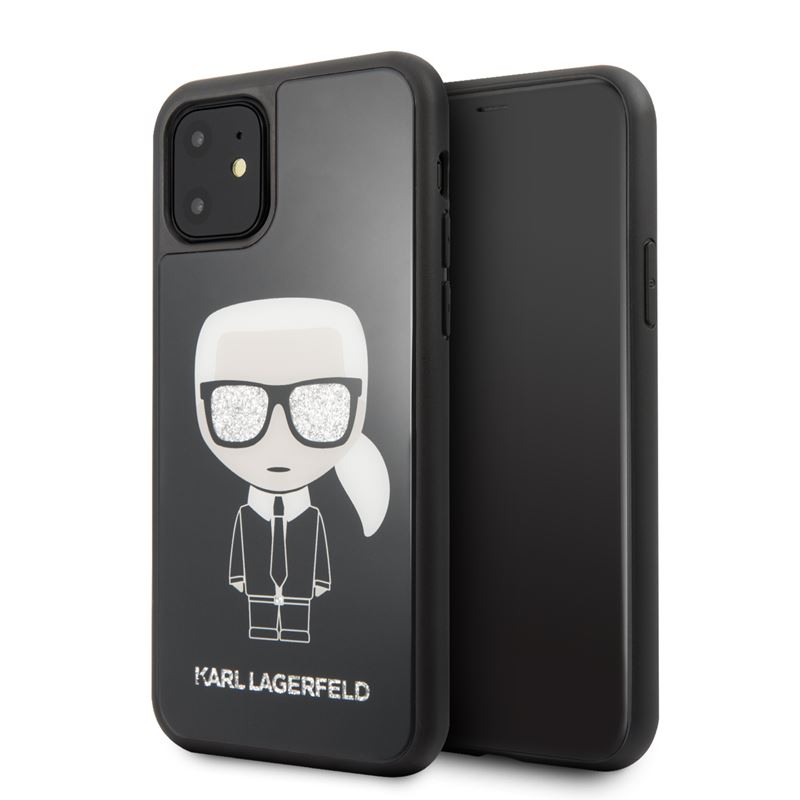 Karl Lagerfeld Double Layer Glitter Iconic - Etui iPhone 11 (czarny)